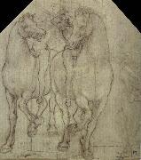 Leonardo  Da Vinci Horses with horsemen France oil painting artist
